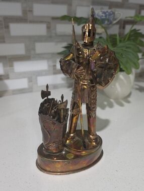 Musical Decorative Knight Figurine in Iridescent Gold Finish